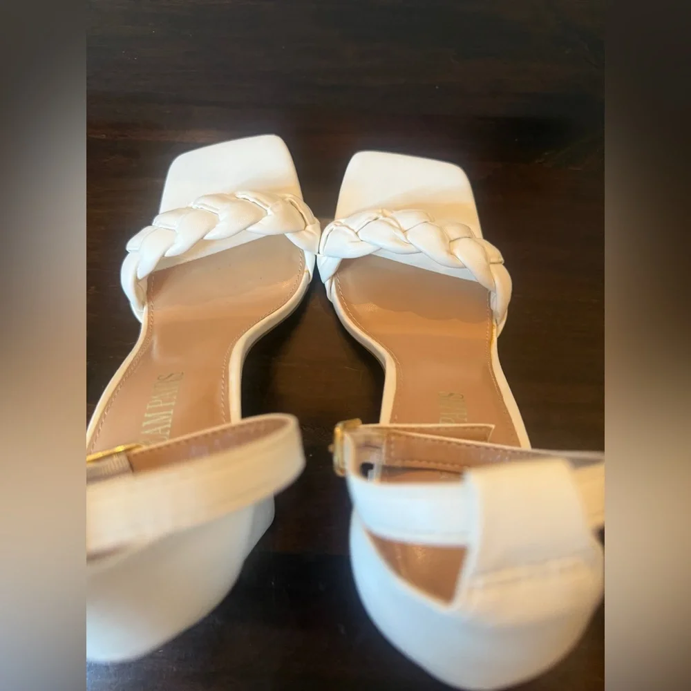 Dream Pairs EUCWhite Sandals  with Ankle strap. Block Heel  & Braided upper sz 8